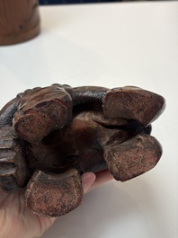 A group of 11 Chinese carved bamboo and wooden works, 19/20th C.