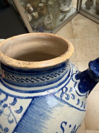 A blue and white Antwerp maiolica wet drug jar inscribed 'S ACETOSITATIS', 16th C.