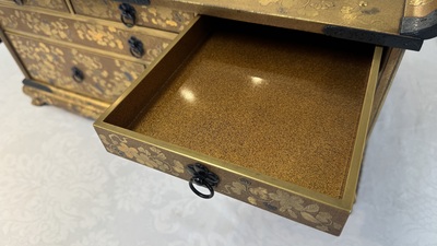 A very fine Japanese hiramaki-e on nashiji lacquer suzuribako, Edo, 18th C.