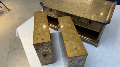 A very fine Japanese hiramaki-e on nashiji lacquer suzuribako, Edo, 18th C.