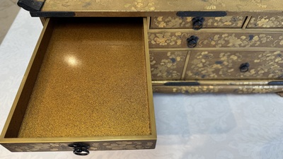 A very fine Japanese hiramaki-e on nashiji lacquer suzuribako, Edo, 18th C.
