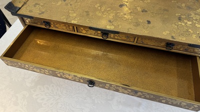 A very fine Japanese hiramaki-e on nashiji lacquer suzuribako, Edo, 18th C.