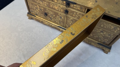 A very fine Japanese hiramaki-e on nashiji lacquer suzuribako, Edo, 18th C.