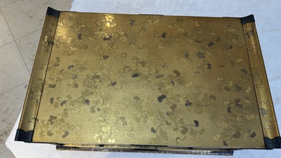 A very fine Japanese hiramaki-e on nashiji lacquer suzuribako, Edo, 18th C.