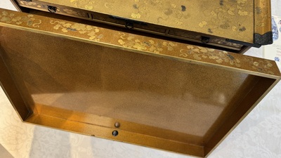 A very fine Japanese hiramaki-e on nashiji lacquer suzuribako, Edo, 18th C.