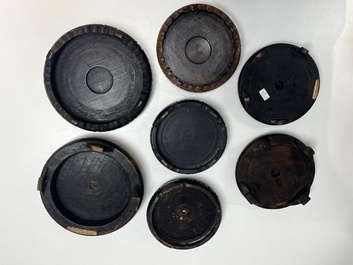 A collection of 80 Chinese wooden stands, 19/20th C.