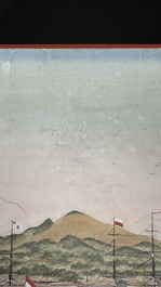 Kawahara Keiga 川原慶賀 (Japan, 1786-1860): 'Two Dutch Vessels Anchored off Deshima Harbour', gouache on silk, seal mark, 19th C.