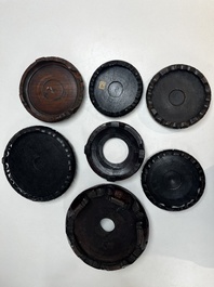 A collection of 80 Chinese wooden stands, 19/20th C.