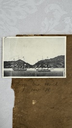 Kawahara Keiga 川原慶賀 (Japan, 1786-1860): 'Two Dutch Vessels Anchored off Nagasaki Bay', gouache on silk, seal mark, 19th C.