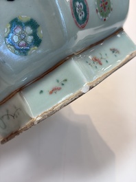 A Chinese turquoise-glazed Guanyin, a white-glazed bottle vase and a blue and white jar, 19th C.