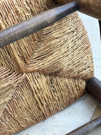A pair of chairs in oak and straw, attributed to Charles Dudouyt, France, mid 20th C.