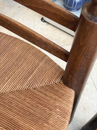A pair of chairs in oak and straw, attributed to Charles Dudouyt, France, mid 20th C.