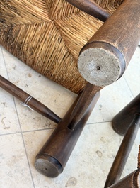 A pair of chairs in oak and straw, attributed to Charles Dudouyt, France, mid 20th C.