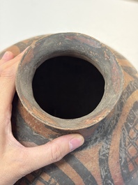 A Chinese painted pottery jar with geometric design, Neolithic period, Majiayao culture, 3rd millennium B.C.