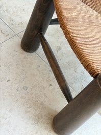 A pair of chairs in oak and straw, attributed to Charles Dudouyt, France, mid 20th C.