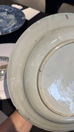 A pair of fine large blue and white Dutch Delft biblical subject dishes, dated 1781