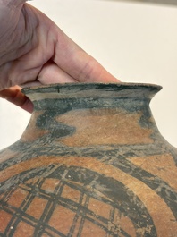 A Chinese painted pottery jar with geometric design, Neolithic period, Majiayao culture, 3rd millennium B.C.