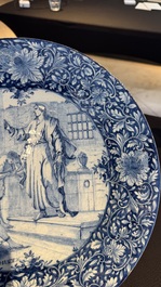 A pair of fine large blue and white Dutch Delft biblical subject dishes, dated 1781
