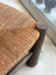 A pair of chairs in oak and straw, attributed to Charles Dudouyt, France, mid 20th C.