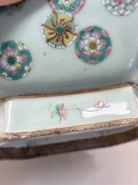 A Chinese turquoise-glazed Guanyin, a white-glazed bottle vase and a blue and white jar, 19th C.