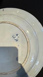 A pair of fine large blue and white Dutch Delft biblical subject dishes, dated 1781