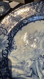A pair of fine large blue and white Dutch Delft biblical subject dishes, dated 1781
