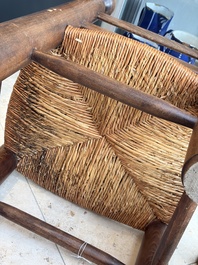 A pair of chairs in oak and straw, attributed to Charles Dudouyt, France, mid 20th C.