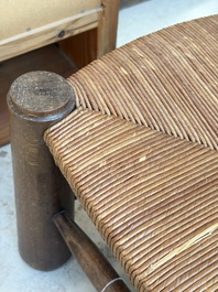 A pair of chairs in oak and straw, attributed to Charles Dudouyt, France, mid 20th C.