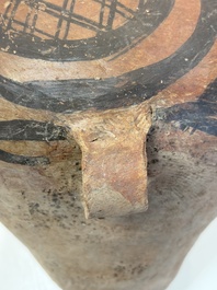 A Chinese painted pottery jar with geometric design, Neolithic period, Majiayao culture, 3rd millennium B.C.