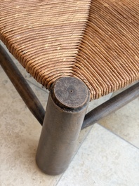 A pair of chairs in oak and straw, attributed to Charles Dudouyt, France, mid 20th C.