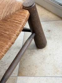 A pair of chairs in oak and straw, attributed to Charles Dudouyt, France, mid 20th C.