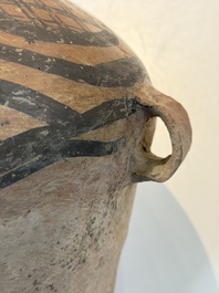 A Chinese painted pottery jar with geometric design, Neolithic period, Majiayao culture, 3rd millennium B.C.
