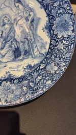 A pair of fine large blue and white Dutch Delft biblical subject dishes, dated 1781