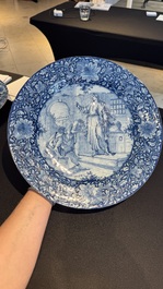 A pair of fine large blue and white Dutch Delft biblical subject dishes, dated 1781