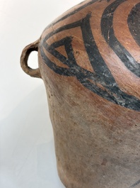 A Chinese painted pottery jar with geometric design, Neolithic period, Majiayao culture, 3rd millennium B.C.