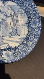 A pair of fine large blue and white Dutch Delft biblical subject dishes, dated 1781
