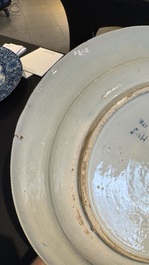 A pair of fine large blue and white Dutch Delft biblical subject dishes, dated 1781