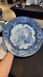 A pair of fine large blue and white Dutch Delft biblical subject dishes, dated 1781