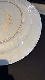 A pair of fine large blue and white Dutch Delft biblical subject dishes, dated 1781