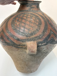 A Chinese painted pottery jar with geometric design, Neolithic period, Majiayao culture, 3rd millennium B.C.