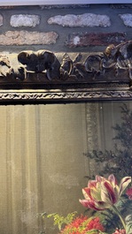Jean-Baptiste Robie (1821-1910): 'Still Life with Roses and Wild Strawberries', oil on canvas, signed and dated 1863