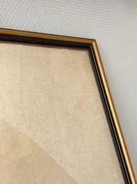 Chinese school: a framed painted fan with flowers, ink and colour on paper, dated 1924