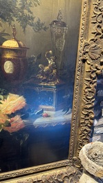 Jean-Baptiste Robie (1821-1910): 'Still Life with Roses and Wild Strawberries', oil on canvas, signed and dated 1863