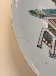 A Chinese famille rose 'Antiquities' dish, Tongzhi mark, 19/20th C.