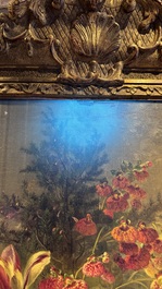 Jean-Baptiste Robie (1821-1910): 'Still Life with Roses and Wild Strawberries', oil on canvas, signed and dated 1863