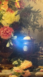 Jean-Baptiste Robie (1821-1910): 'Still Life with Roses and Wild Strawberries', oil on canvas, signed and dated 1863