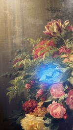 Jean-Baptiste Robie (1821-1910): 'Still Life with Roses and Wild Strawberries', oil on canvas, signed and dated 1863