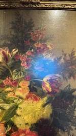 Jean-Baptiste Robie (1821-1910): 'Still Life with Roses and Wild Strawberries', oil on canvas, signed and dated 1863