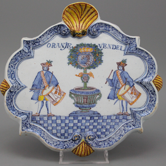 A large and important Dutch Delft orangist plaque, 18th C.