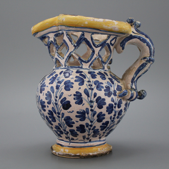 An Italian maiolica puzzle jug, 18th C.